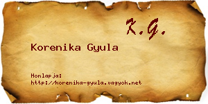 Korenika Gyula névjegykártya